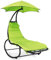 COSTWAY Outdoor Rocking Chair Chaise Lounger, Swing Rocking Sunbed with Removable Canopy & Cushion, Curved Steel Patio Lounge Chair Reclining Rocker for Garden, Beach, Lawn and Poolside (Green)