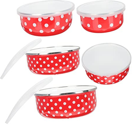 YARNOW 5 Pz Ciotola Smaltata Ciotola Per Immersione Della Salsa Contenitori Frigoriferi Tazza Caffè Smaltata Set Di Stoviglie Ciotole Di Minestra Il Plastica Bambino Insalata