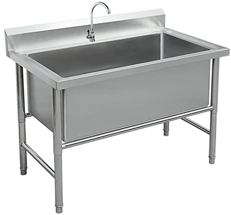 Lavello degli attrezzi, lavello da cucina, lavello da cucina industriale, lavabo autoportante in acciaio inossidabile, lavello commerciale commerciale a 1 scomparto lavabo industriale (dimensioni: 100