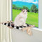 Noble Hydric Cat Window Perch Window cat Bed Hammock Bed Cat Window Bed with Wood & Metal Frame with Removable Fabrics Mats for Cats Cat Window Perch Cat Window Hammock(L Gray Checkerboard Grid)