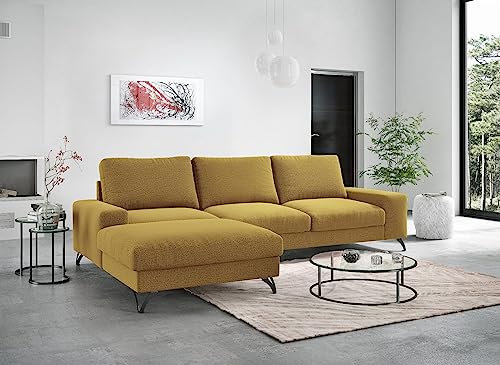 Design Möbel Ecksofa mit Schlaffunktion Eckcouch mit Bettkasten Schlafsofa Sofa l Form Sofa mit schlaffunktion Schlafsessel Gästebett Klappsofa Ecksofa l Form OLIVIO 1 KR 01
