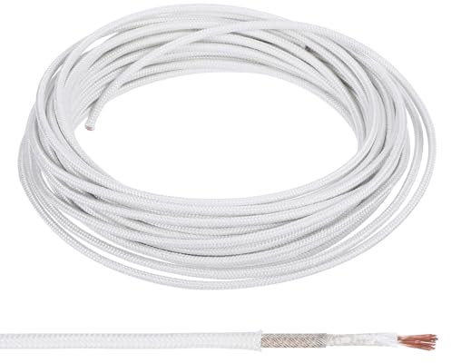 PATIKIL 32.8 pies 14 AWG Cable de Alta Temperatura Alambre de Vidrio de Mica Resistente Al Calor Aislado para Electrónica Flexible para Lámpara Caldera Blanco