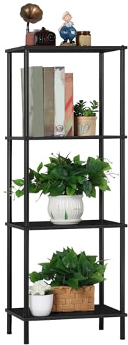 ETELI Pflanzenständer für den Innenbereich, 111,8 cm hoch, Pflanzenhalter, Tisch, 4 Etagen, Holz, Metall, moderner Blumenständer, Regal für Wohnzimmer, Garten, Terrasse, Balkon
