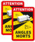SL group - 2 Aufkleber Attention Angles Morts 25 x 17 cm mit selbstklebender Folien-Rückseite - Achtung Toter Winkel Sticker für Auto, Lkw, Bus & Wohnmobil - Hinweisschild für Fenster selbstklebend