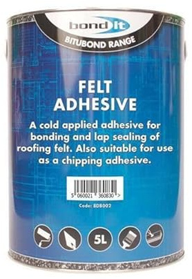 Bond It Black Felt Adhesive Roofing Felt Tools DIT Building Trade Bitumen Range Primer Paint Trowel Mastic Felt Adhesive Roof Leak UK (5L)