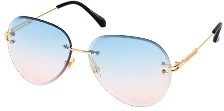 Layoners Valery. Elegante Sonnenbrille für Damen mit 100% UV-Schutz, Pilotenbrille, leicht, modernes rahmenloses Design, Metall, dünne Gläser