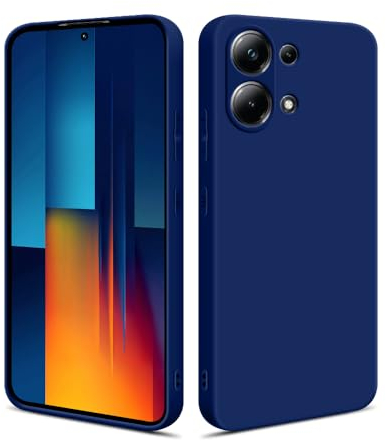 HSP Coque pour Xiaomi Poco M6 Pro [Anti-poussière] étui de protection en silicone TPU premium | Résistant aux chocs | Protecteur d'écran et de caméra | Housse Ajustement parfait Mat | Bleu