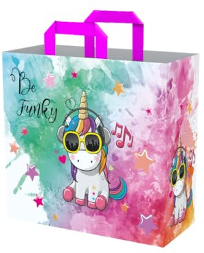 Konix Einkaufstasche - Größe M 40 x 45 x 20 cm - Recyceltes Material - Einhorn-Motiv Be Funky