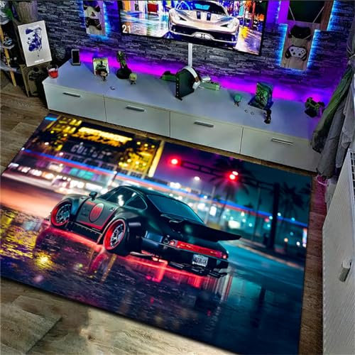 Gaming Big Teppich,Cyber Machine Punk Style,Valkyrie Supercars Und Männer Gamer,Atmosphäre Ambiente Fußmatten,Party Und Haushalt Für Wohnzimmer Spielzimmer Atmosphäre Zimmer (Colour 1,80x160cm)