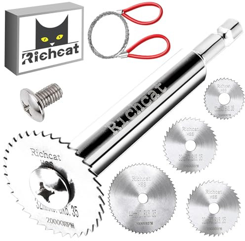 Richcat PVC-Rohr-Innenschneider (4 Sägeblätter) mit 6,35 mm Sechskantschaft, Sanitär-Innen-Kunststoff-ABS-Rohrschneider, 22/32/32/44 Durchmesser, mit Drahtsäge für Innen- und Außenbereich,