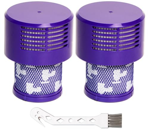 Paquete de 2 filtros HEPA de repuesto para aspiradora Dyson V10 Cyclone Series, V10 Animal, V10 Absolute, V10 Total Clean, SV12, compatible con piezas de filtro Dyson No. 969082-01, reutilizables y