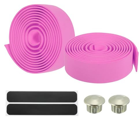 PATIKIL Nastro per Manubrio Bici, Pz2 Impugnatura in Eva Avvolge Nastro Antiscivolo per Barra Bicicletta con Tappi Terminali Agento per Biciclette da Corsa, Rosa