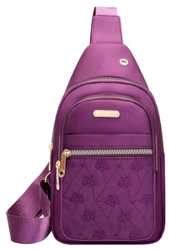 Umhängetaschen für Damen und Herren, zum Wandern, Umhängetasche, Bakpack mit Kopfhörerloch, Schultergurt, Körpertasche für Reisen Taschen Organisator Für Handtaschen Schwarz (Purple, A)