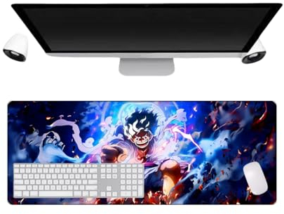 One Piece Luffy Anime Large Tapis de Souris, 800 x 300 x 3mm, Bureau Anti-Glissant Surface Texturée pour Ordinateur pour Ordinateur Gamer-Bureau-Maison et Portables
