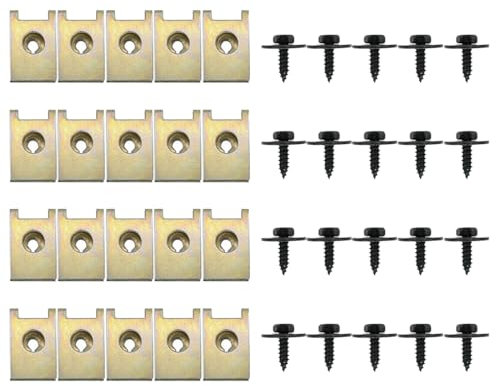 EIHI 40 Pièces Vis Et Boulons De Voiture,Vis De Soubassement,Vis d'Aile De Carrosserie,Clips En Plastique Rivet Fixations,Kit Universel U-Nuts Garde-Boue Boulons De Carrosserie