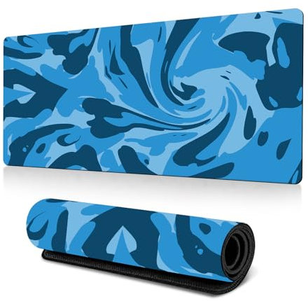 Hixingo Large Mouse Mat, Multicolor Swirl Gaming Mouse Pad, 3D Mouse Pad, Mousepad with Stitched Edges, Non-Slip Rubber Base Mouse Pads for Office & Home (Blue,700x300x3mm)