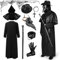Ulikey Pestdoktor Kostüm, Pestdoktor Kostüm Herren Plague Doctor Costume Cosplay Set, Mittelalter Pestdoktor Outfit mit Pestdoktor Maske, Zepter Hut Handschuhe Accessoire für Karneval Cosplay (L)