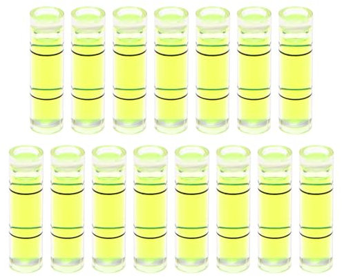sourcing map 15pcs Small Cylindrical Bubble Level Vials 7x26mm PMMA Mini Horizontal Bubble Spirit Level Measuring Layout Tools for RV TV Picture Frame Hanging Tool Leveler