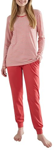Götzburg Damen Schlafanzug Langarm - 100% Baumwolle, Pyjama-Set mit Karierter Pyjamahose