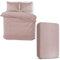 MOONLIGHT20015 4 Piece Double Bedding Set Satin Stripes Duvet Cover Fitted Sheet with Pillow cases Hotel Quality Soft Brushed Microfiber Peach