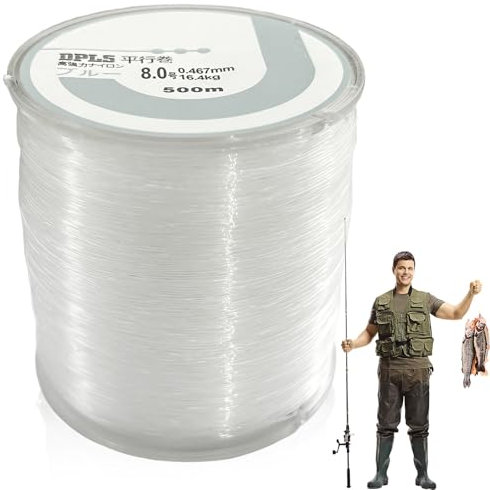 Linea Di Pesca Trasparente,500M Line Nylon Monofilamento Resistente a Lacerazioni 0,47 mm di Diametro Lenza Monofilamento per Pesca in Acqua Dolce d'acqua Salata Appendere Decorazioni