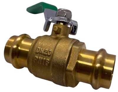 Kugelhahn Kugelventil Messing voller Durchgang mit Handgriff zum Pressen mit V Kontur für Heizung und Sanitär (22 mm)