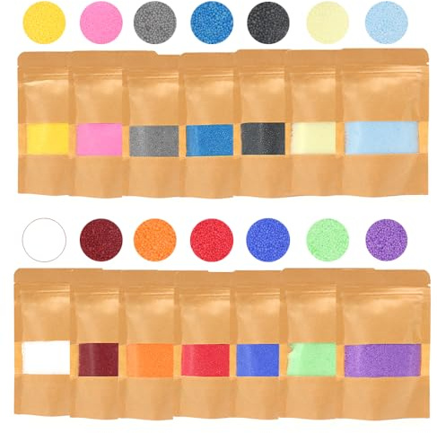 PHYMAT 14 Color Pearled Candle Set, 1.5LB Sand Candle with 100pcs Wicks, Granular Sand Wax for DIY Handmade Candle Making(50g Each Color)