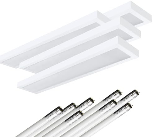 ELG Leuchten LED Aufbauleuchte 150cm 2-flammig 4er Set mit 4000K LED Röhren | Mikroprismatische Abdeckung, 8 x 17,7 Watt 3100lm, 4000K Neutralweiß, 175 lm/W, Optional als Pendelleuchte