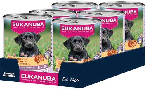 EUKANUBA Alimento Húmedo para Cachorros con Pavo y Zanahoria, 6 x 400g