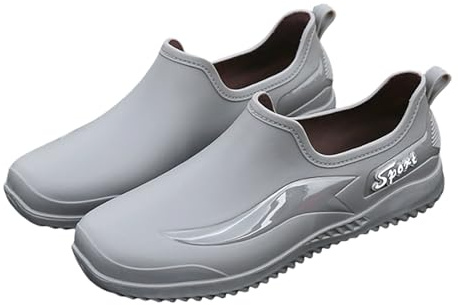 Bottes de pluie courtes pour homme, bottes en caoutchouc unies, antidérapantes, imperméables et confortables, pour les voyages, le bateau, le camping, la voile et les activités de plein air, gris, 42