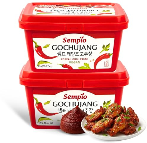 Pasta de chile Gochujang, Salsa Coreana de Guindilla y Arroz, Esencial para la cocina coreana, Ideal para preparar bibimbap, tteokbokki, marinadas para carnes o tofu, Contiene 2 botes de 1000 gr