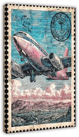 BMIQWAHG Jet Airliner Stempel-Poster, Leinwand-Poster, Wandkunst, Dekordruck, Bild Gemälde für Wohnzimmer, Schlafzimmer, Dekoration, 20 x 30 cm