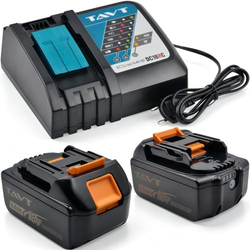 TAVT 2Pcs 18V 5ah Akku BL1850 und DC18RC Ladegerät Kompatibel mit Makita 5.0ah 18V Akku BL1850B, BL1860, BL1860B, BL1840, BL1830, BL1820
