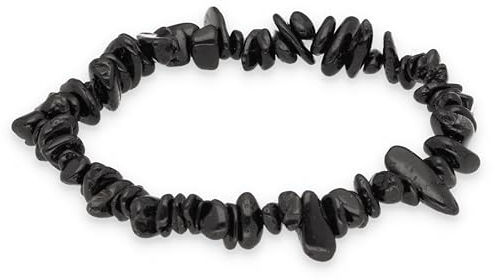 Lebensquelle Plus schwarzer Turmalin (Schörl) Splitterarmband | Handgefertigtes Elastisches Stretch Splitter Armband | Echter natürlicher Edelstein (Turmalin, schhwarz (Schörl))