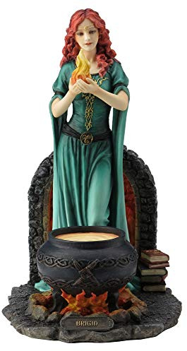 Unbekannt Veronese Harz Statuen Brigid Göttin der Herzen & Home Stehend mit Heilige Flamme Statue 7 x 9,5 x 5,5 Elektrisch One Size Colored
