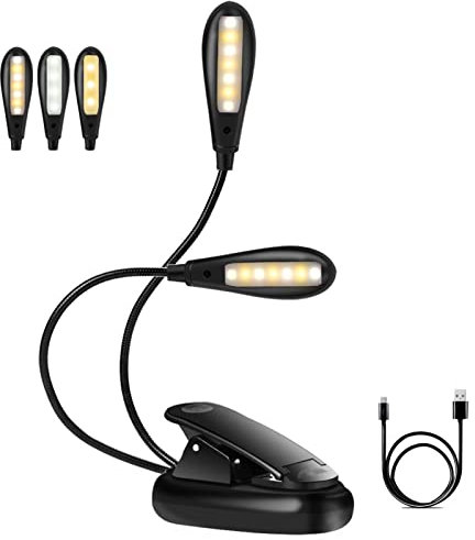 eecoo Portable 14 LED USB Rechargeable Eye-Care Reading Light Black
