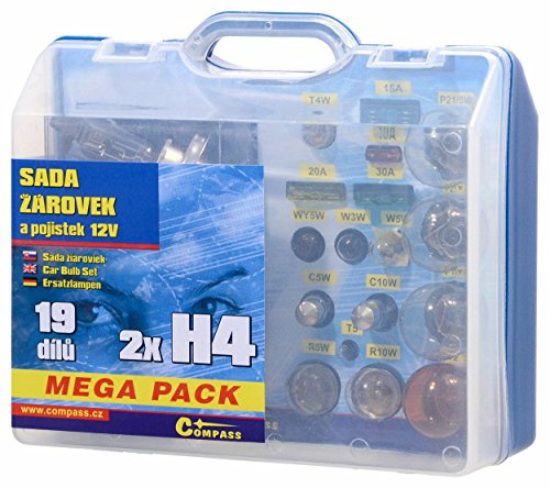 COMPASS 08519 Auto-Glühbirnen 12V Servicebox MEGA H4+H4+Sicherungen