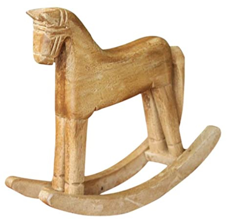 LOVIVER Holz Schaukelpferd Figur Einfarbig Tiere Einrichtungsgegenstände Kleiner