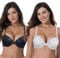 Curve Muse Women's Plus Size Add 1 and a Half Cup Push Up Underwire Lace Bras -2PK-Black,Cream-48C (EU:110C)
