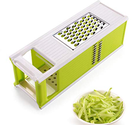 LTLCLZ Rallador De 4 Caras - De Acero Inoxidable De con Mango De Goma, Multifuncional Verduras y Frutas Rallador,para Verduras, Queso,Jengibre,Verde