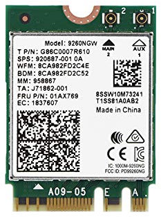 Goshyda Carte WiFi sans Fil Professionnelle Haute Vitesse 2.4G + 5G Portable Double Bande Bluetooth 5.0 pour Ordinateur Portable NGFF M.2 PC