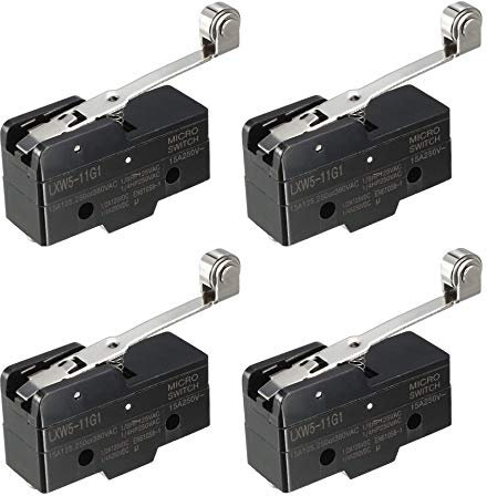 Gebildet 4pcs LXW5-11G1 15A 250V 1NO 1NC Momentaneo Micro Interruttore a Leva Leva Lunga Braccio SPDT Interruttore a Scatto Rapido