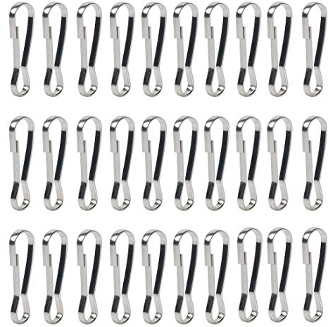Metal Lanyard Hooks Snap, 100 Pieces stainless Spring Clips Hooks for Grommeted Flag, Key Chain, Socks, Clothesline, 28 mm