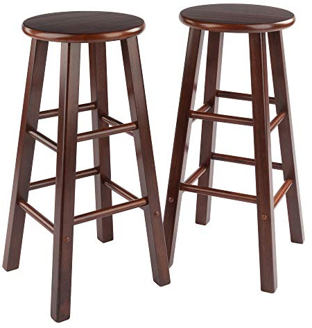 Winsome Element 2-Pc Square Legs Bar Stool Set, Walnut