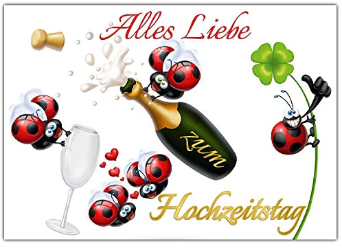BREITENWERK A4 XXL Hochzeitstag Karte MARIENKÄFER - Klappkarte mit Umschlag zum Hochzeit Jahrestag für Ehefrau Ehemann Ehepaar Glückwunschkarte