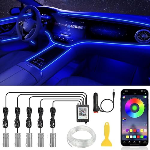LED Innenbeleuchtung Auto,6M/5 in 1 RGB Auto Innenraumbeleuchtung,12V Led Atmosphäre Licht Auto,App Steuerbare Innenbeleuchtung,Auto LED Streifen