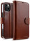 STILGUT Talis kompatibel mit iPhone 13 Mini (5.4“) Hülle mit Kartenfach aus Leder, Flip Cover, Wallet Case, Handyhülle mit Fächern, Standfunktion & Verschluss - Cognac Nappa