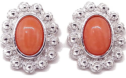 Coralli di Sardegna Orecchini Corallo Rosa 5x7mm Filigrana Argento Pallini
