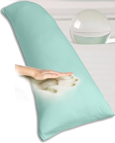 Traumreiter Seitenschläferkissen mit Bezug Baumwolle, Memory Foam Kissen Visco Gel Professional für Seitenschläfer, ca. 140x40 langes Lagerungskissen Erwachsene Side Sleeper Body Pillow (Mint grün)