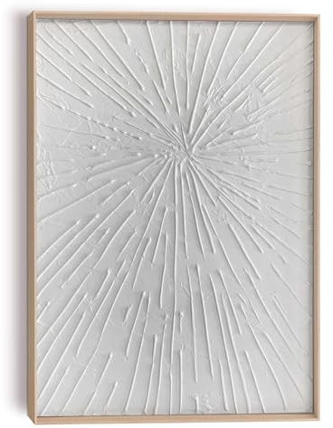 REINDERS Relief Wandbild, Sonnenstrahlen, Wohnzimmer, Poster, Wanddeko, Room Decor, MDF, Weiß, 70x50cm